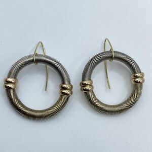 925 Sterling Silver Gold Tone Hook Setting Coil Ring Earrings Boho Statement